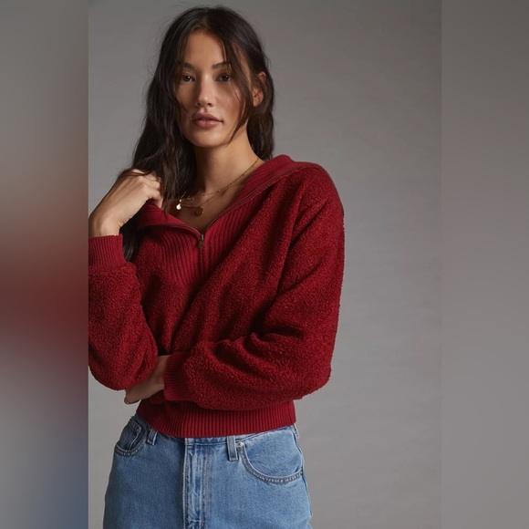 Anthropologie Sweaters - Anthropologie Dolan Left Coast Sherpa Quarter-Zip Pullover